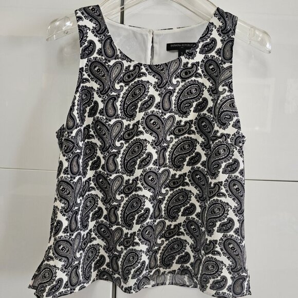 Banana Republic Factory Tank Black and White Paisley Print Vest - Picture 2 of 7